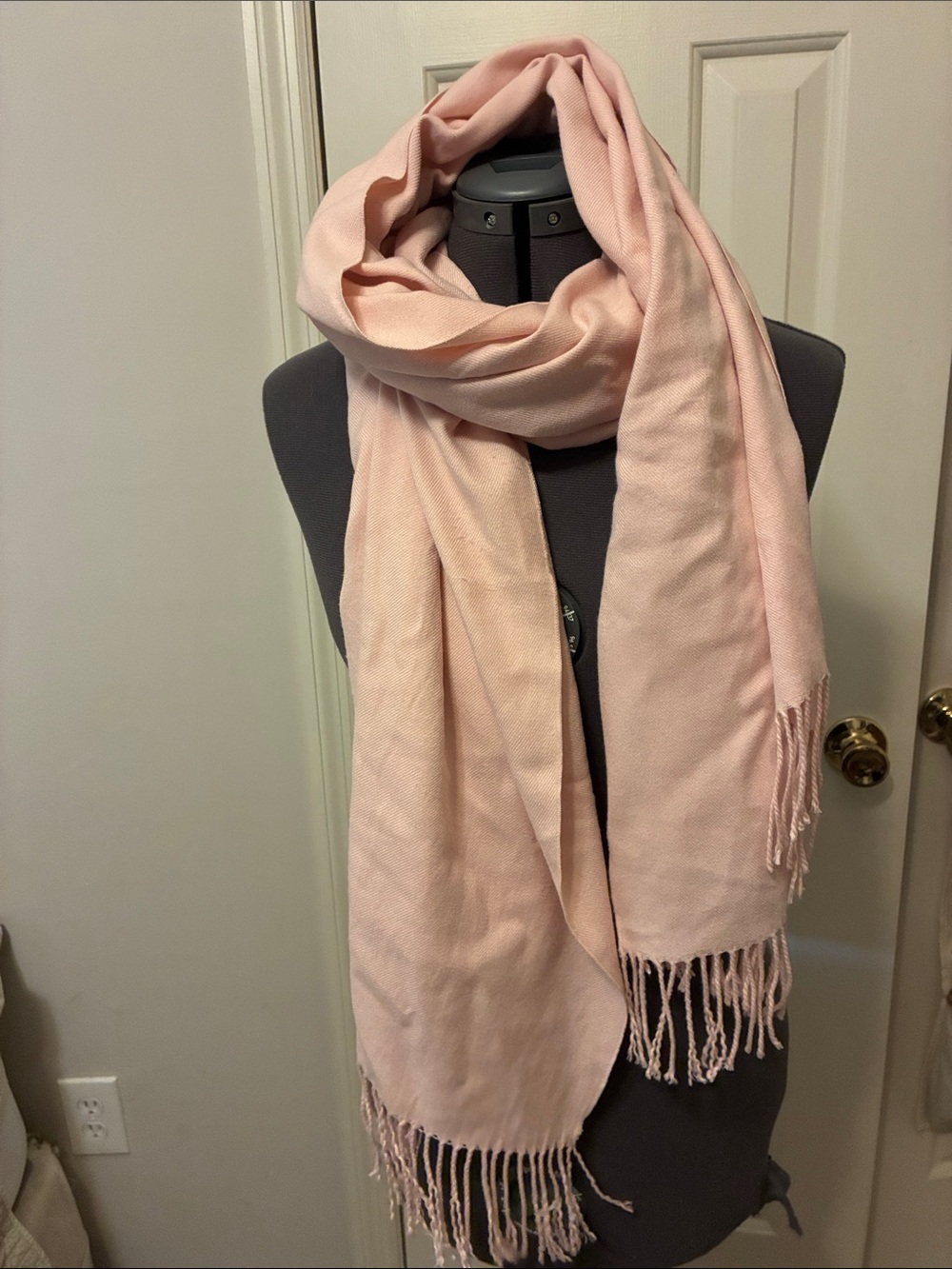 Elegant Light Pink Fringe Wrap Scarf for Women
